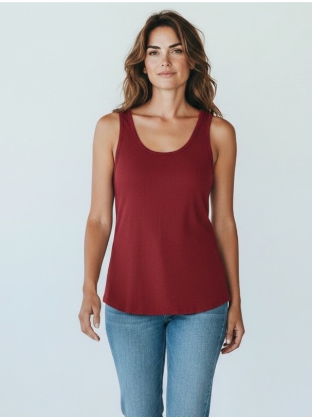 Universal Thread Scoop Neck Tank - Deep Red